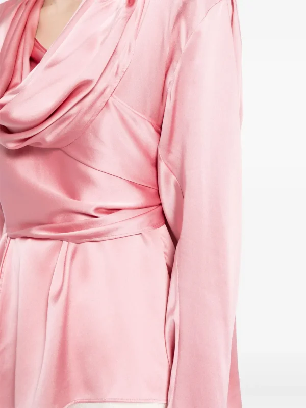 Silk Draped Long Sleeve Blouse - Image 2