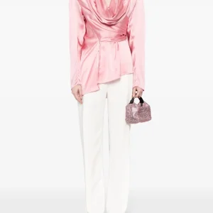 Silk Draped Long Sleeve Blouse