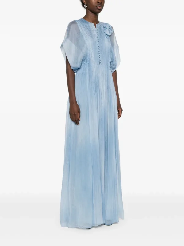 floral appliqué maxi dress