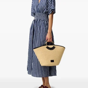Striped Wrap Midi Dress