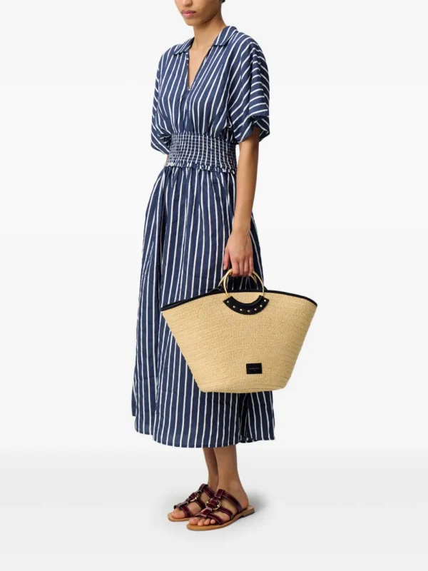 Striped Wrap Midi Dress